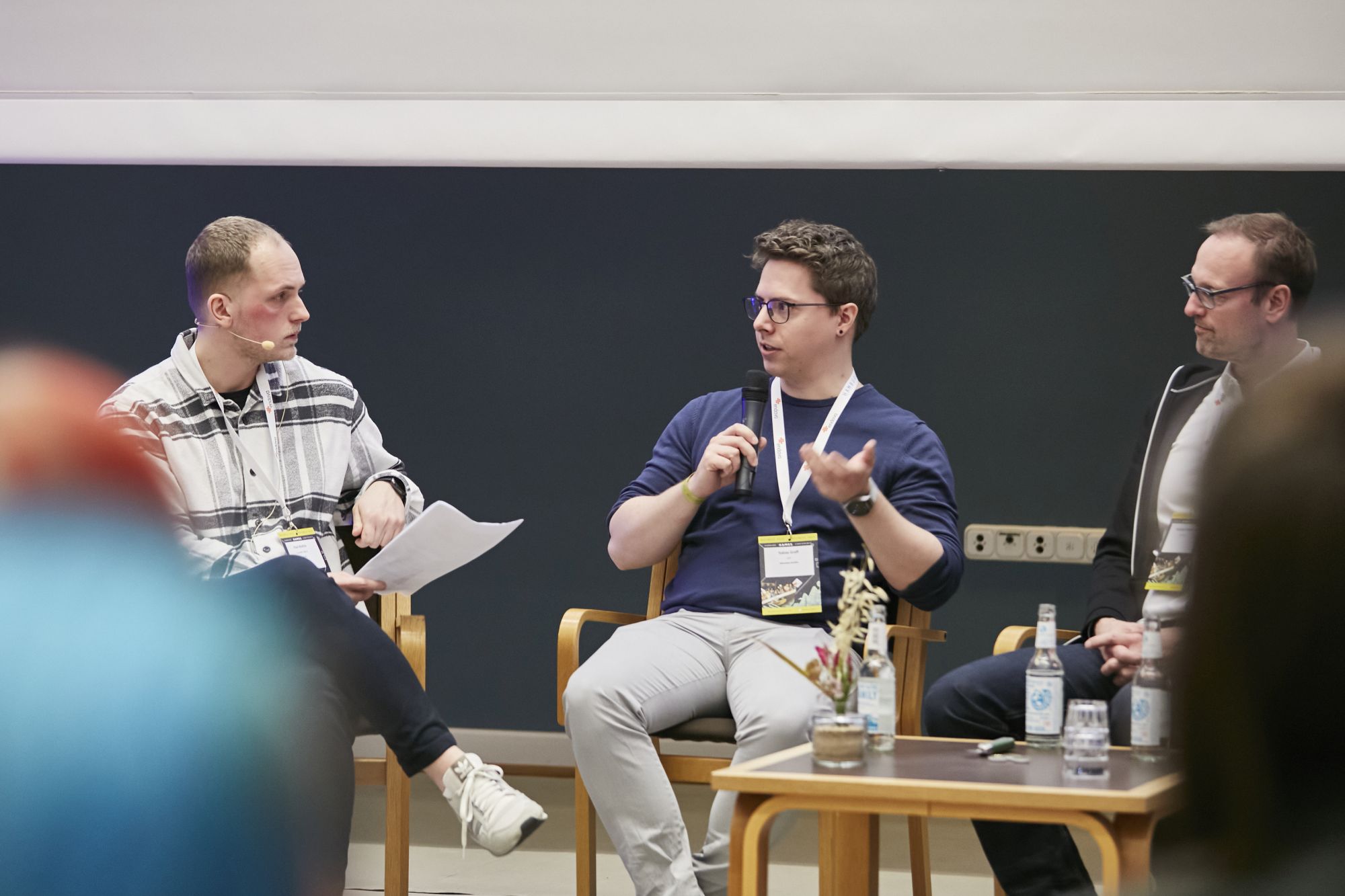 Sönke Menges (DLR), Tobias Graff (Mooneye Studios) and Michael Schade (Rockfish Games) discussing about the federal games funding | Photo by Rolf Otzipka