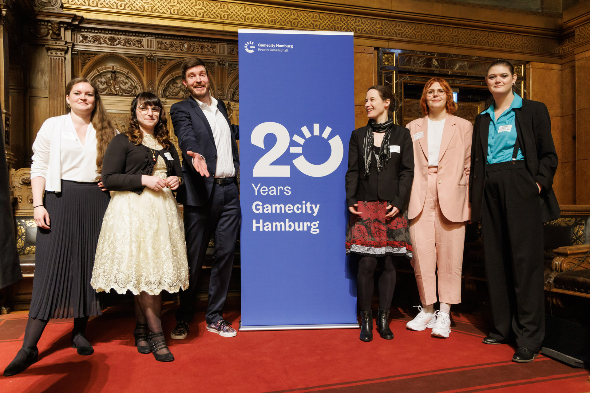 The current Gamecity Hamburg team (left to right): Margarete Schneider, Amanda Förtsch, Dennis Schoubye, Anna Jäger, Helen Krüger, Annika Heilmann / Photo by Marcelo Hernandez
