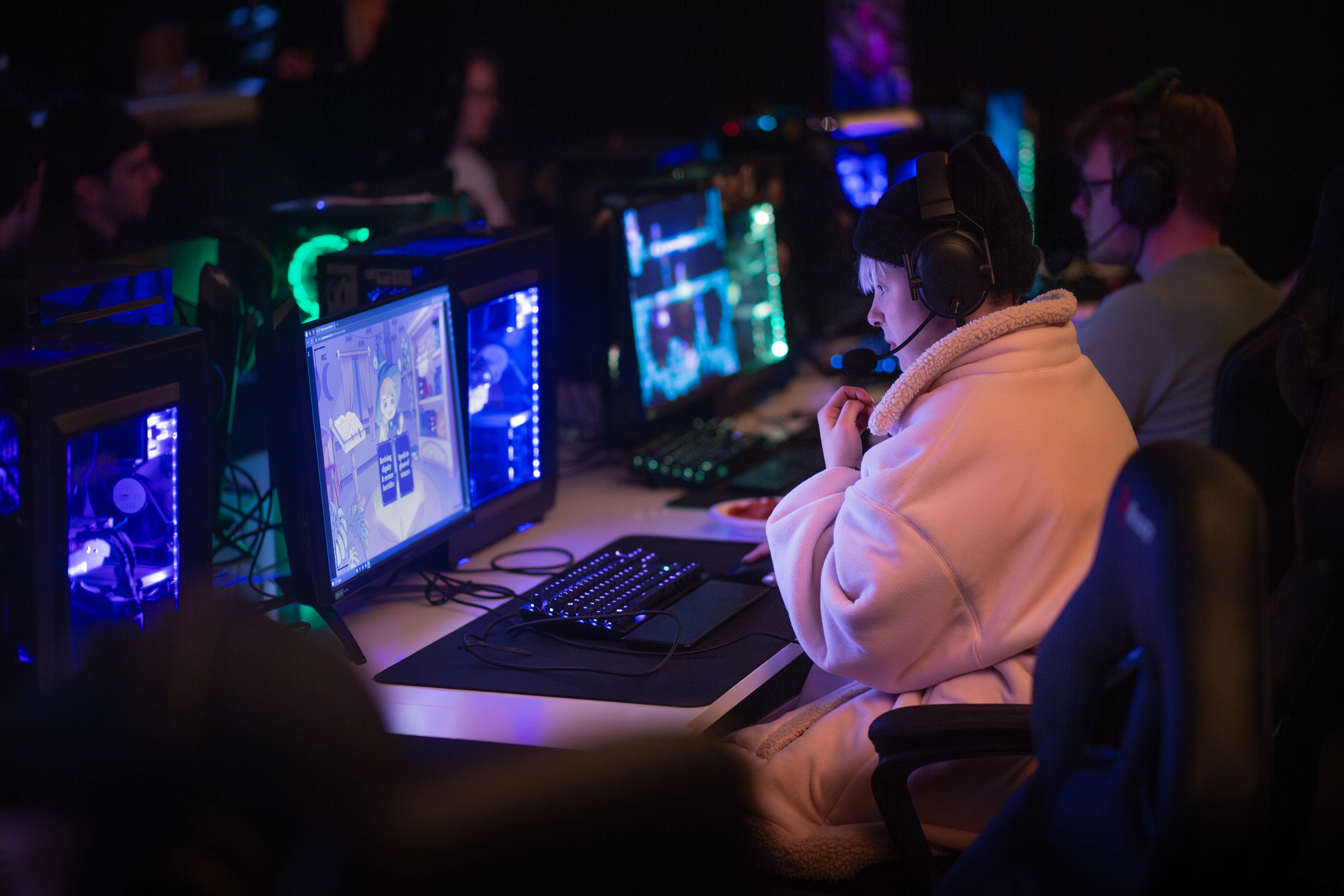 The professional gaming equipment provided perfect immersion even in a crowded room.