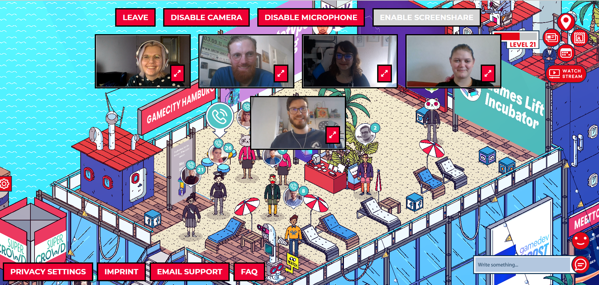 The Gamecity Hamburg team made good use of the video call feature