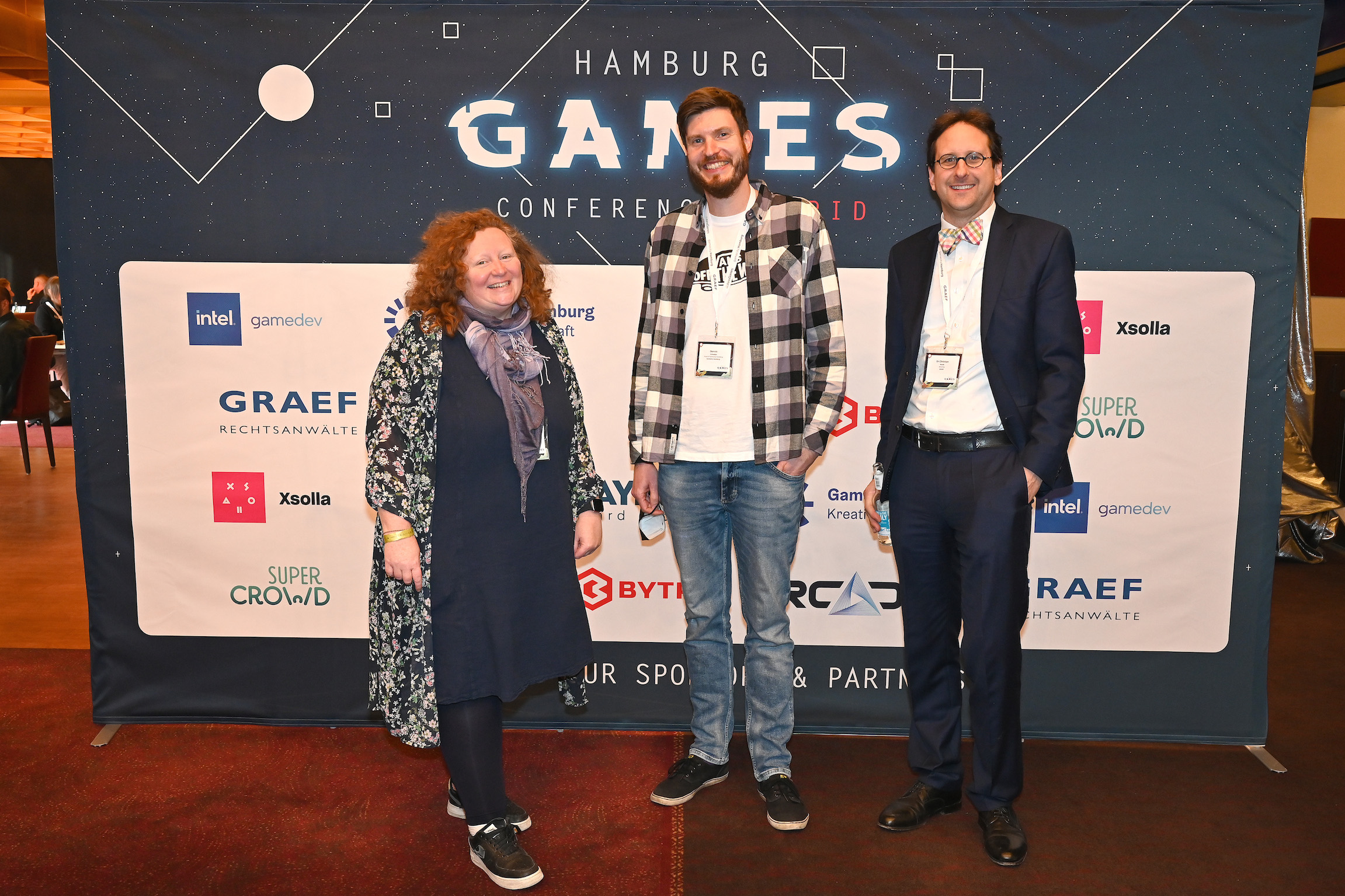 Stephanie Lang (Super Crowd Entertainment), Dennis Schoubye (Gamecity Hamburg) and Christian Rauda (GRAEF Rechtsanwälte)